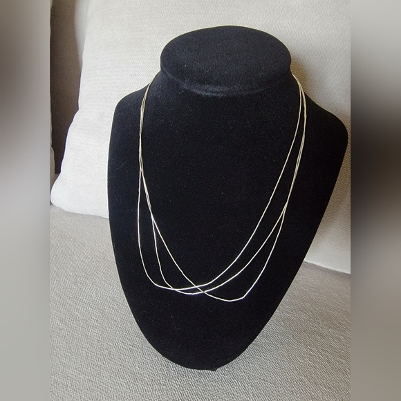 Long Sterling Silver 925 Multi-Strand Necklace 24" - Picture 1 of 6